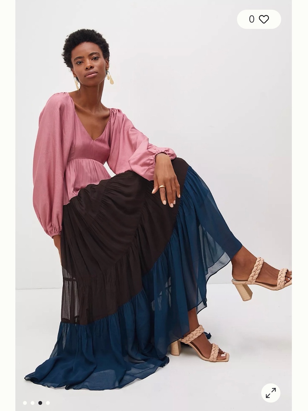 NWT Anthropologie Nirmooha Puff-Sleeved
Colorblocked Maxi Dress size XS